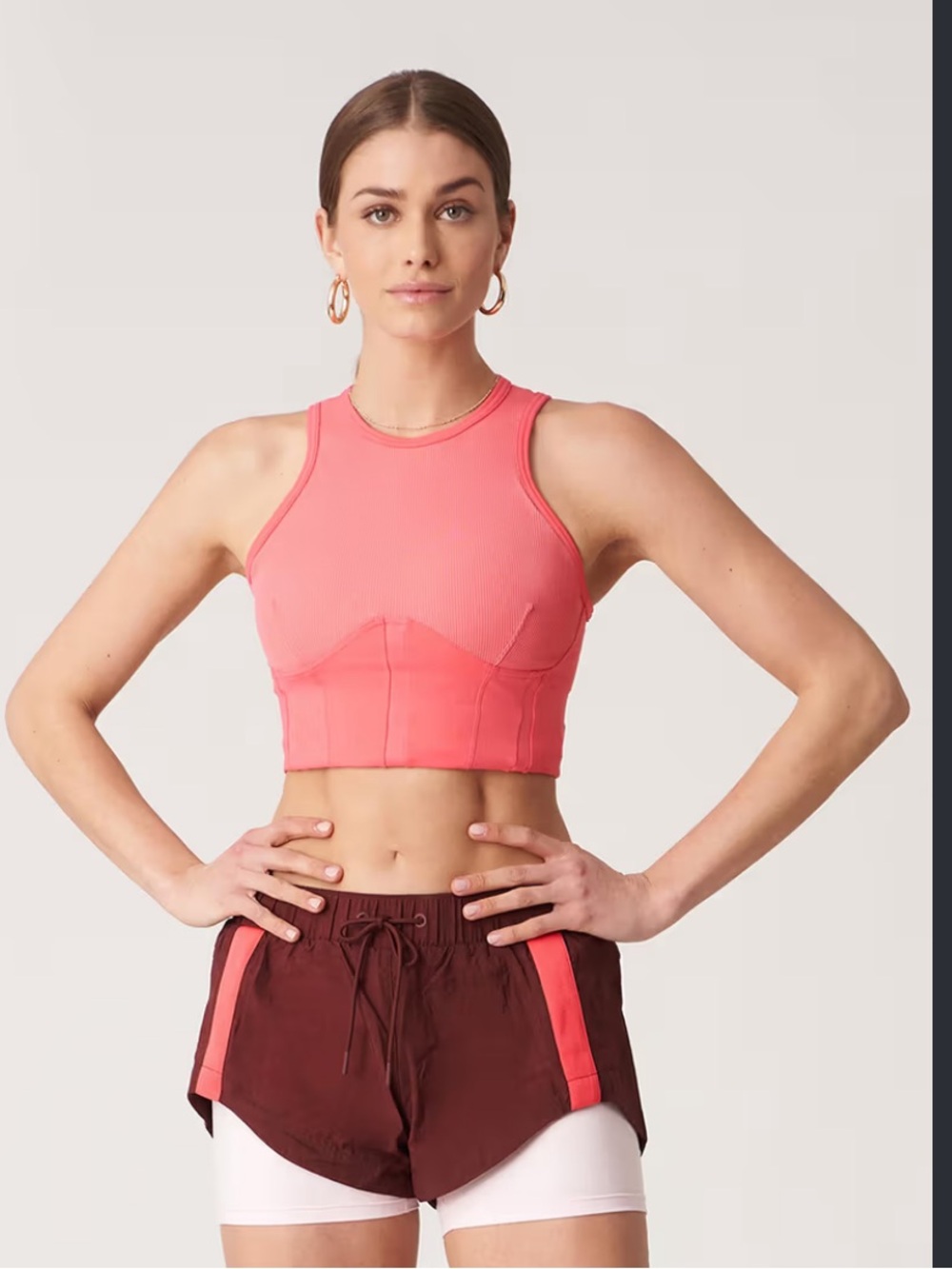 Bandier New Balance Coral High-Neck Crop Bralette workout Top XS